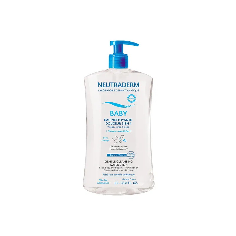 Neutraderm Baby, delikatna woda oczyszczająca 3 w 1, 1000 ml