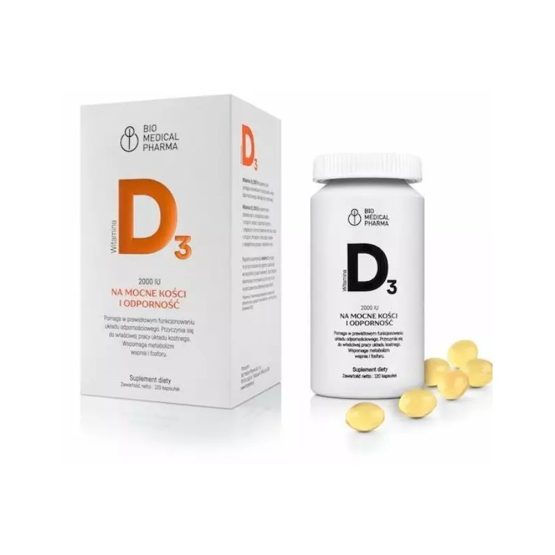 Biomedical - Witamina D3 2000 IU, 120 kapsułek