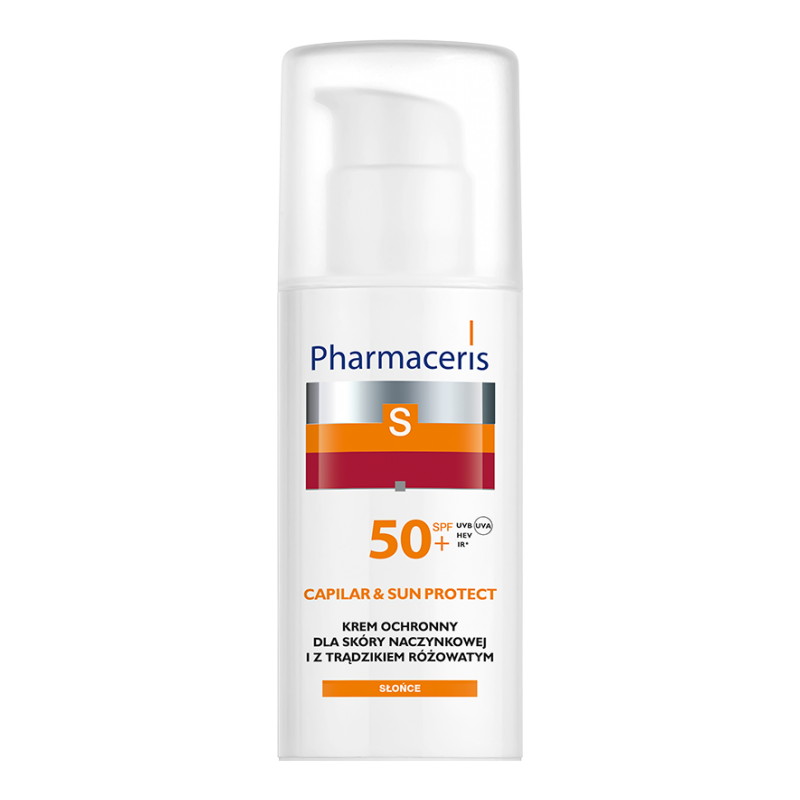 PHARMACERIS S CAPILAR & SUN PROTECT Krem ochronny dla skóry naczynkowej i z trądzikiem różowatym SPF 50+, 50 ml