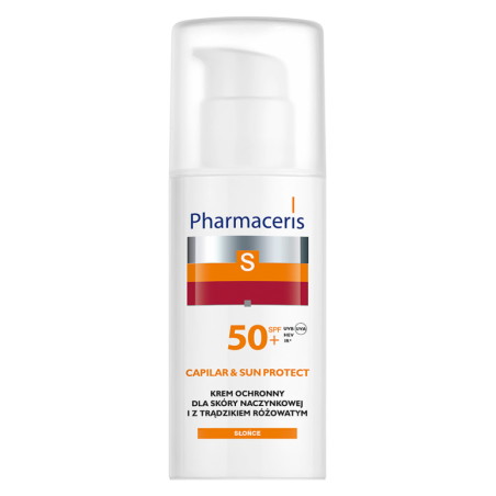 PHARMACERIS S CAPILAR & SUN PROTECT Krem ochronny dla skóry naczynkowej i z trądzikiem różowatym SPF 50+, 50 ml