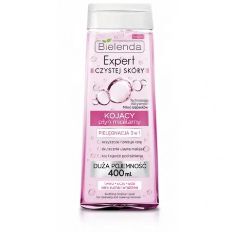 Bielenda Expert Czystej Skóry, płyn micelarny, kojący, 3 w 1, 400 ml