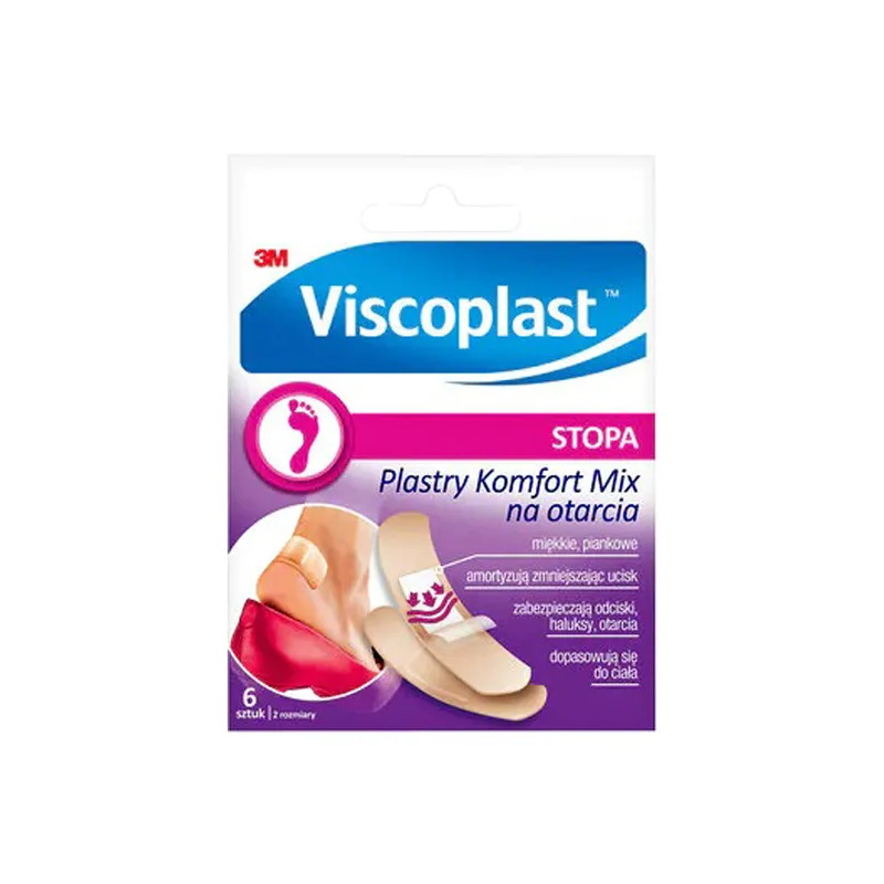 Plastry VISCOPLAST, STOPA  Komfort Mix, na otarcia, 6 sztuk