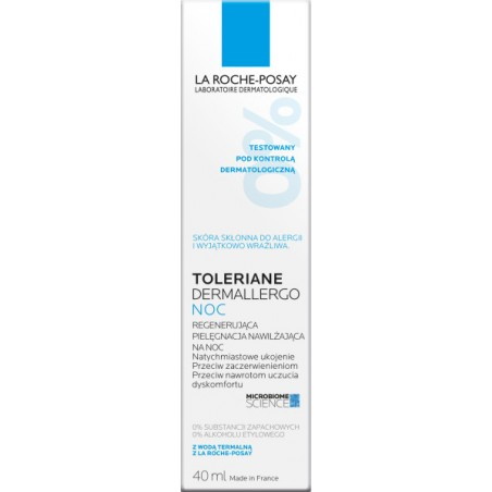 La Roche-Posay Toleriane Dermallergo, kojący krem nawilżający na noc, 40 ml