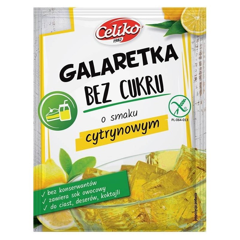 GALARETKA CYTRYNOWA BEZ CUKRU, BEZGLUTENOWA, 14 G (CELIKO)
