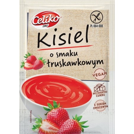KISIEL TRUSKAWKOWY BEZ CUKRU, BEZGLUTENOWY, WEGAŃSKI, 40 G (CELIKO)