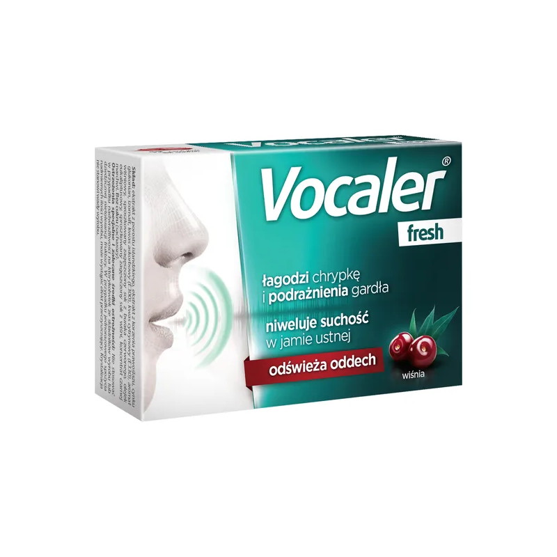 Vocaler Fresh, pastylki do ssania, smak wiśniowy, 12 sztuk