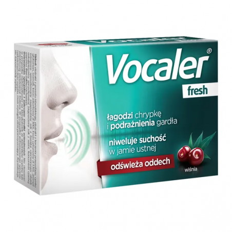 Vocaler Fresh, pastylki do ssania, smak wiśniowy, 12 sztuk