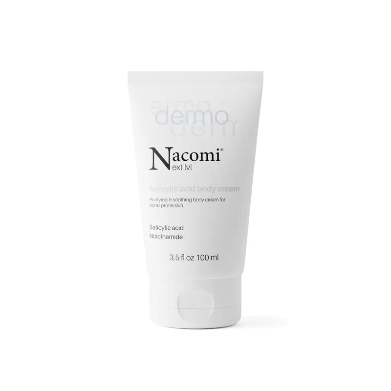 Nacomi Next Level Dermo oczyszczająco-łagodzący krem do ciała z kwasem salicylowym i niacynamidem, 100 ml