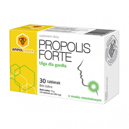 Propolis Forte, tabletki do ssania o smaku mentolowym, bez cukru, 30 sztuk