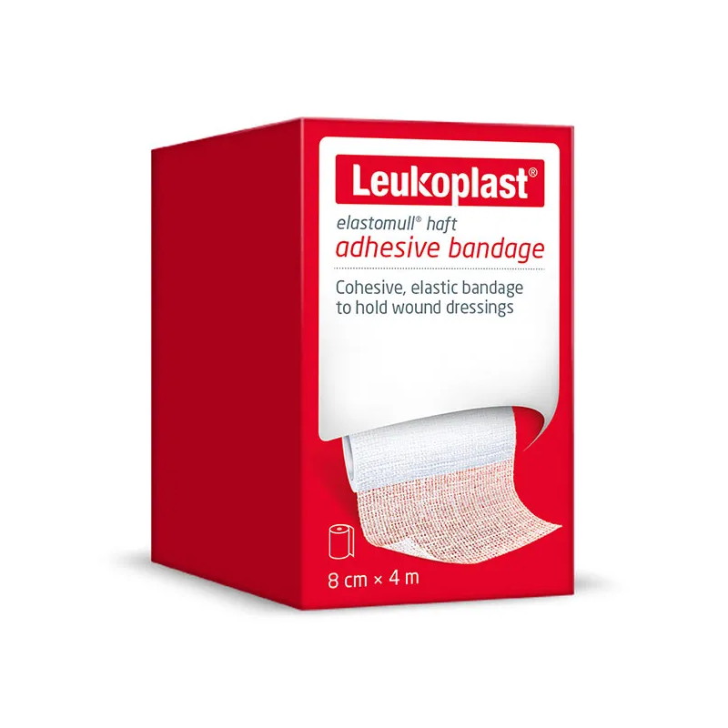 Leukoplast Elastomull Haft, bandaż kohezyjny, elastyczny, biały, 8 cm x 4 m, 1 sztuka