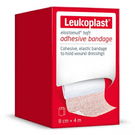 Leukoplast Elastomull Haft, bandaż kohezyjny, elastyczny, biały, 8 cm x 4 m, 1 sztuka