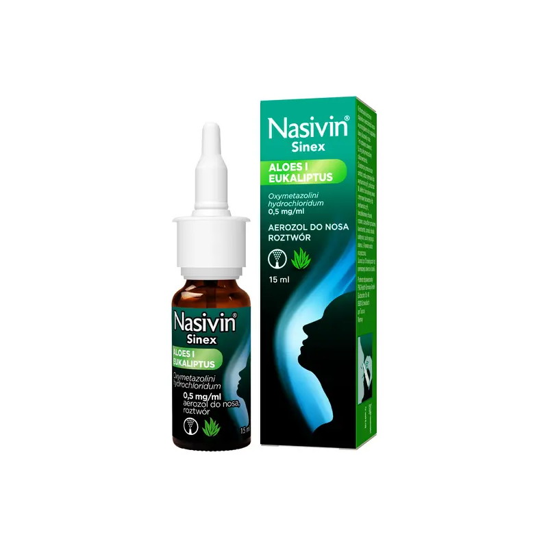 Nasivin Sinex Aloes i Eukaliptus,0,5mg/ml,aerozol do nosa, 15 ml
