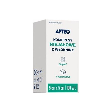 KOMPRESY NIEJAŁOWE Z WŁÓKNINY 5X5 CM ,100 SZTUK