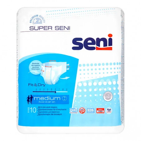 Super Seni, pieluchomajtki dla dorosłych, rozmiar M, 10 sztuk