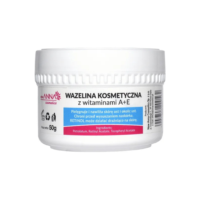 New Anna Cosmetics, wazelina kosmetyczna z witaminami A+E, 50 g