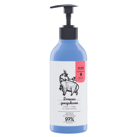 YOPE WOOD, Naturalny Nawilżający Żel pod Prysznic Drzewo Gwajakowe Mirra i Tonka 98%,400ml