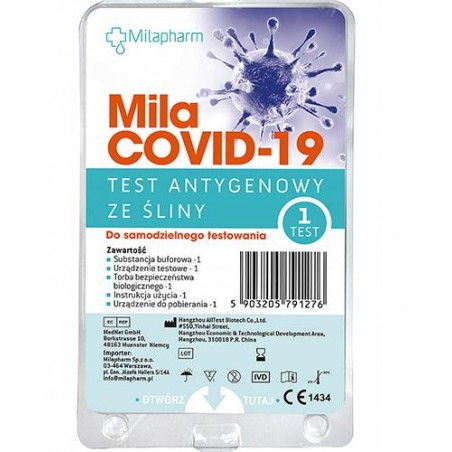 DW 30.01. 2024 Mila COVID-19 Szybki Test Antygenowy ze śliny, 1 sztuka